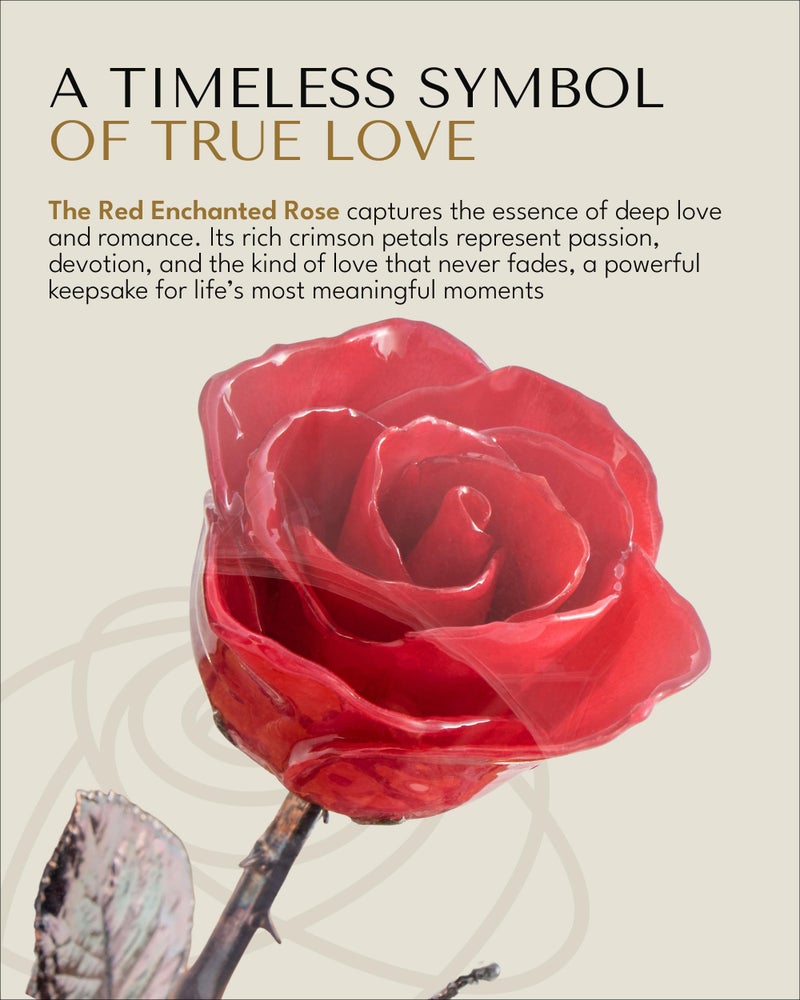 Forever Rose Enchanted Rose in Glass Dome, Real Red Preserved Rose with Copper Stem & Wood Base, Beauty & the Beast Inspired Romantic Gift for Her Valentine's, Anniversary, Wedding & Mother's Day - Image 2