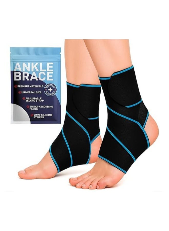 طقم دعامة الكاحل الطبية (عبوة قطعتين) – جورب ضاغط لعلاج التهاب الأوتار وإصابات أكيلس – مثالي للجري وكرة السلة – يناسب القدم اليمنى واليسرى (أزرق) - Image 1