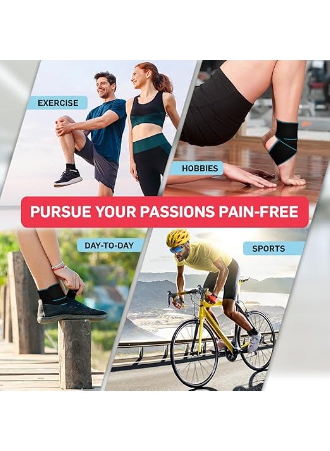 طقم دعامة الكاحل الطبية (عبوة قطعتين) – جورب ضاغط لعلاج التهاب الأوتار وإصابات أكيلس – مثالي للجري وكرة السلة – يناسب القدم اليمنى واليسرى (أزرق) - Image 4