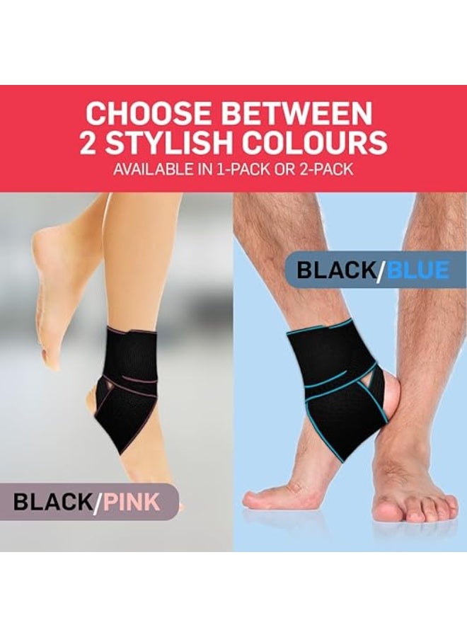 طقم دعامة الكاحل الطبية (عبوة قطعتين) – جورب ضاغط لعلاج التهاب الأوتار وإصابات أكيلس – مثالي للجري وكرة السلة – يناسب القدم اليمنى واليسرى (أزرق) - Image 2