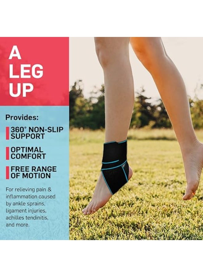 طقم دعامة الكاحل الطبية (عبوة قطعتين) – جورب ضاغط لعلاج التهاب الأوتار وإصابات أكيلس – مثالي للجري وكرة السلة – يناسب القدم اليمنى واليسرى (أزرق) - Image 5