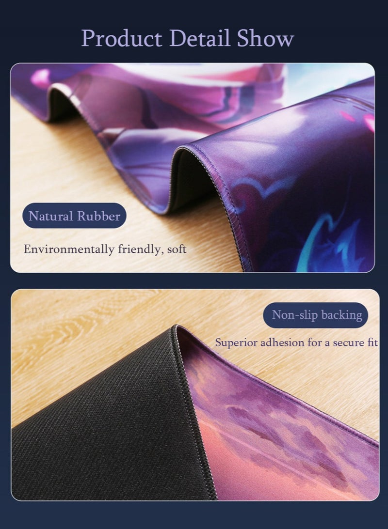 LOL Jinx Mouse Pad 800MM*300MM*4MM Full Desk  LOL Jinx Mousepad Extended Large Non-Slip Rubber Base Waterproof Big Keyboard Mat with Stitched Edges for Gaming and Office - Image 5
