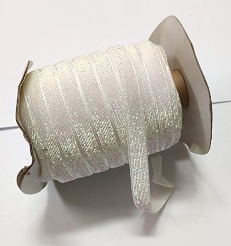 OMX Roll of Sparkle Glitter Ribbon Patti Lace (32 Meters) (Border) with 1cm (10mm) Width, Saree Border, Party Decoration, Craftwork (White with Rainbow Sparkle) - Image 2