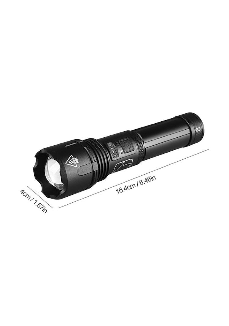 مصباح يدوي قوي بإضاءة LED من نوع XHP50، شحن عبر USB، مصباح كشاف للطوارئ الخارجية طويل المدى بتقريب متغير (بدون بطارية) - Image 4