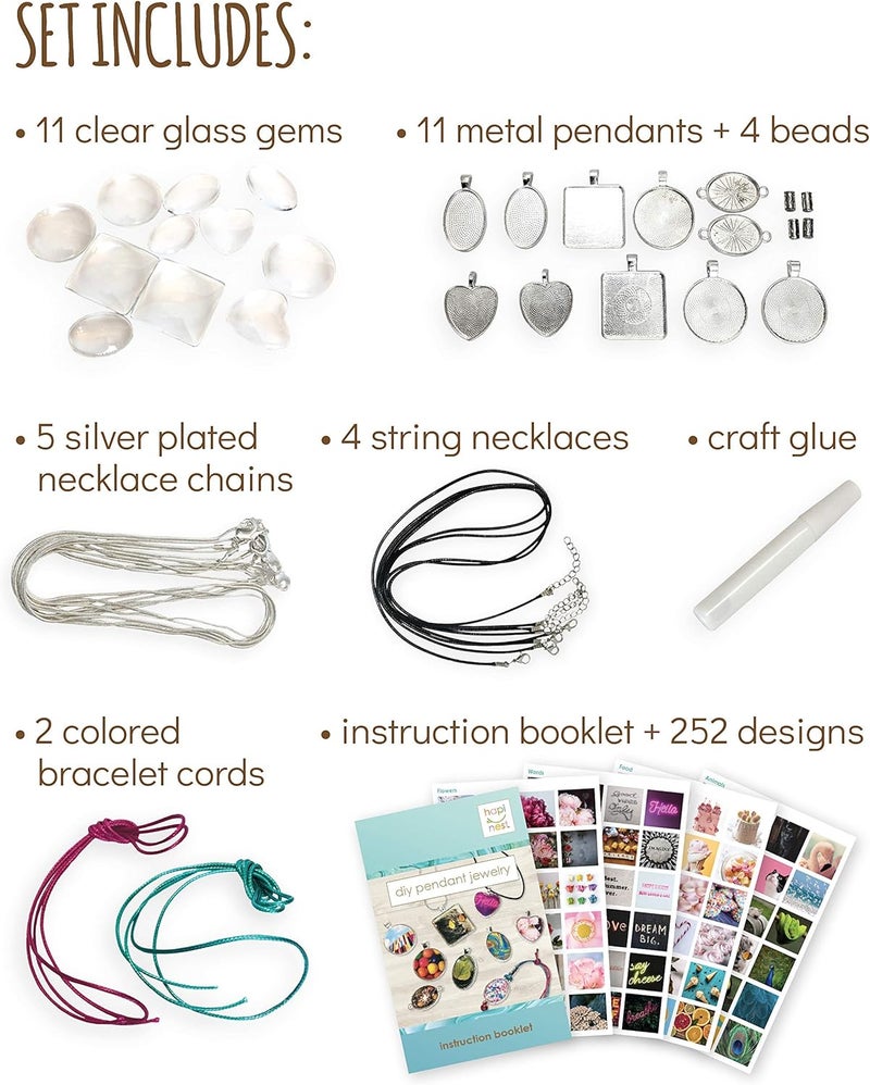 Hapinest Jewelry Making Kit for Girls Arts and Crafts Gifts Ages 8 9 10 11 12 Years Old and Teens - 11 Charm Pendants, 9 Necklaces, 2 Bracelets - Image 4
