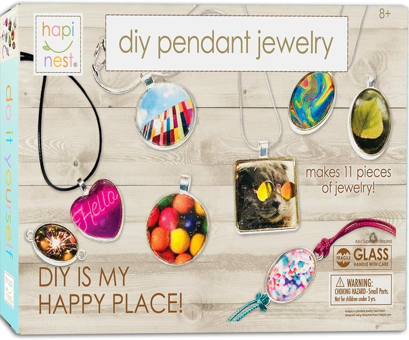 Hapinest Jewelry Making Kit for Girls Arts and Crafts Gifts Ages 8 9 10 11 12 Years Old and Teens - 11 Charm Pendants, 9 Necklaces, 2 Bracelets - Image 1