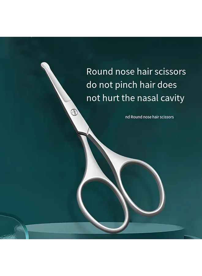 Stainless Steel Round Tip Hair Scissors For Eyebrow Nose Lip Trimming - Image 1