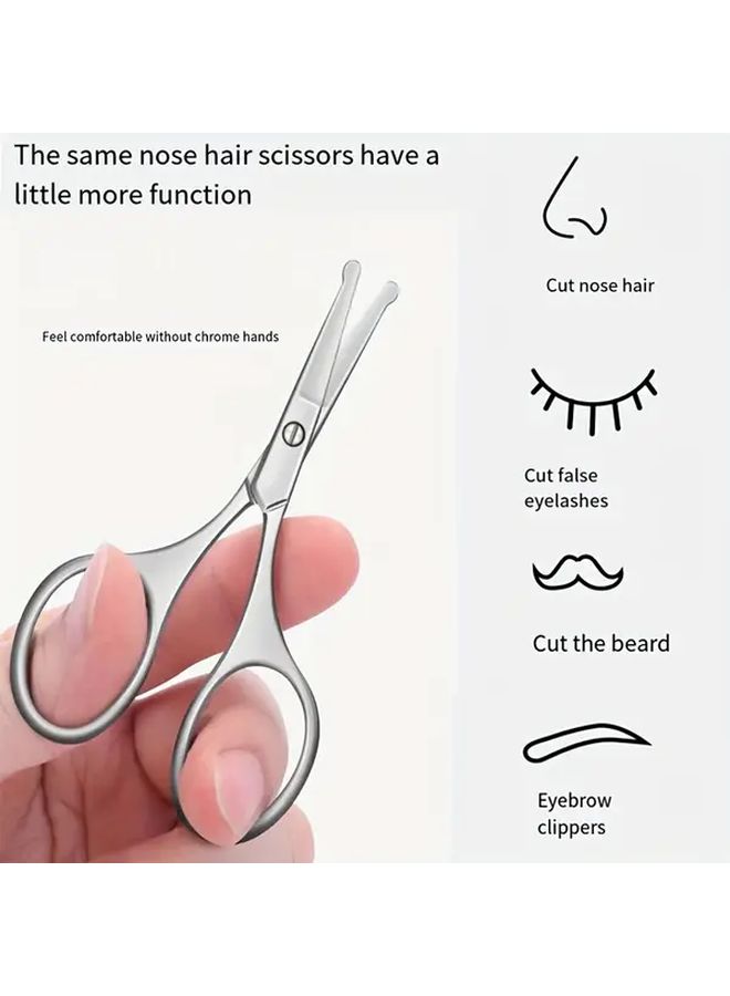 Stainless Steel Round Tip Hair Scissors For Eyebrow Nose Lip Trimming - Image 2
