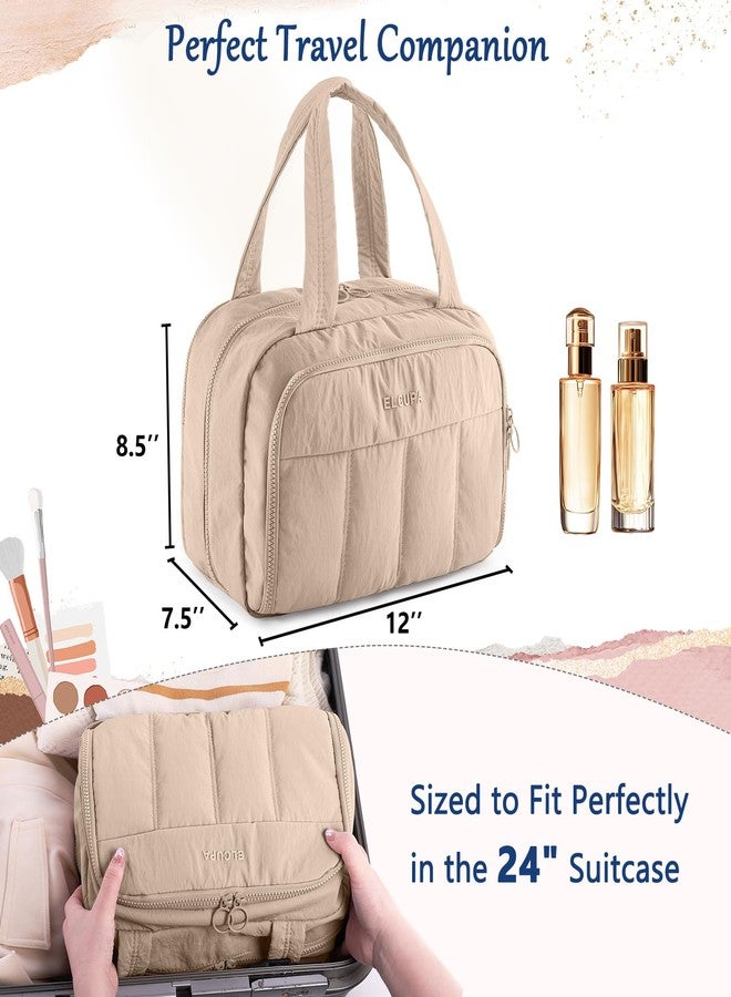 ELCUPA Large Makeup Bag Travel Toiletry Bag for Women - Travel Makeup Bag with 4 Compartments, Dry Wet Separation, Cosmetic Bag Organizer for Travel Essentials & Travel Size Toiletries,Travel Bag - Image 2