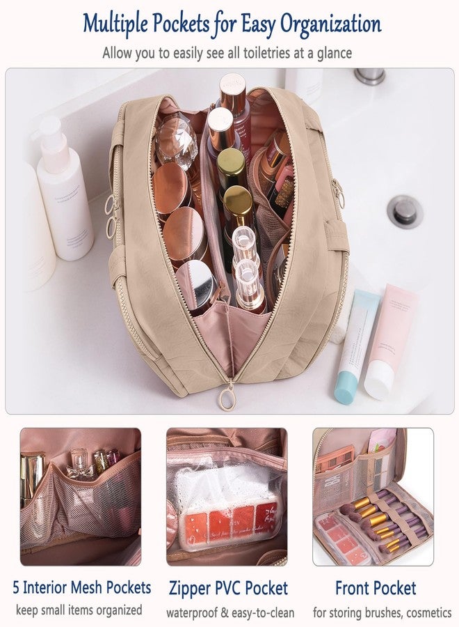 ELCUPA Large Makeup Bag Travel Toiletry Bag for Women - Travel Makeup Bag with 4 Compartments, Dry Wet Separation, Cosmetic Bag Organizer for Travel Essentials & Travel Size Toiletries,Travel Bag - Image 3