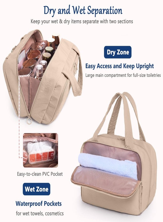 ELCUPA Large Makeup Bag Travel Toiletry Bag for Women - Travel Makeup Bag with 4 Compartments, Dry Wet Separation, Cosmetic Bag Organizer for Travel Essentials & Travel Size Toiletries,Travel Bag - Image 4