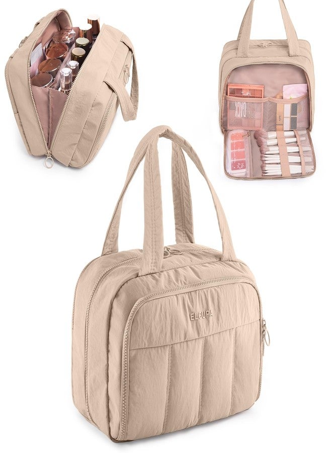 ELCUPA Large Makeup Bag Travel Toiletry Bag for Women - Travel Makeup Bag with 4 Compartments, Dry Wet Separation, Cosmetic Bag Organizer for Travel Essentials & Travel Size Toiletries,Travel Bag - Image 1