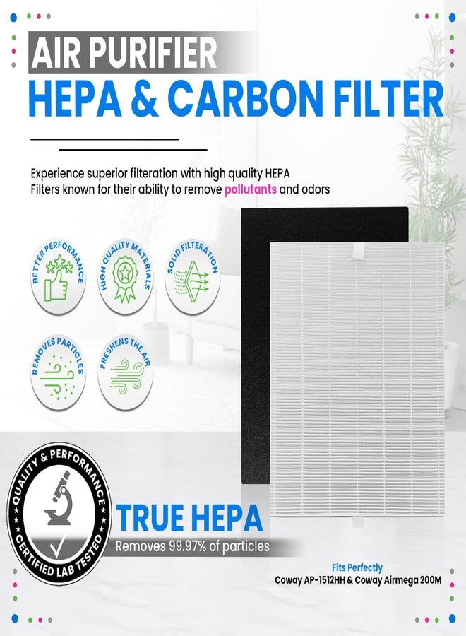 Bagean AP-1512HH Filter Compatible with Coway Airmega AP-1512HH & 200M Air Purifier - Fit Coway Filter Replacement - H13 True HEPA Filters Removes 99.97% particles Freshens the Air (2 HEPA + 4 Carbon) - Image 2