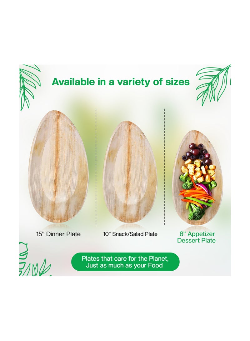 EcoEdge 8 Inch Oval Areca Palm Leaf Disposable Plates (Pack of 10) | Chemical Free, Natural, Eco Friendly, Organic, Biodegradable, Compostable | Heavy Duty, Rustic Texture | 100% Plant Based - Image 4