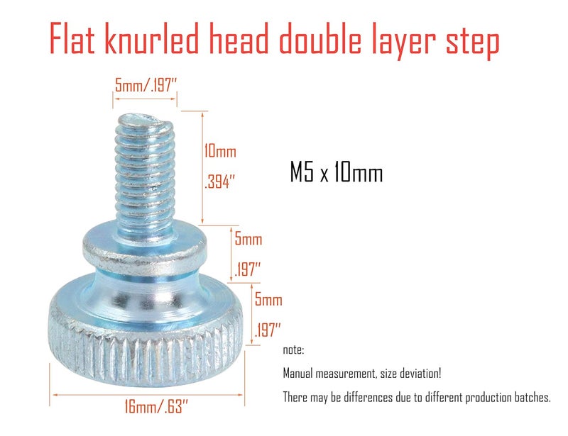 LBY 30pcs Knurled Thumb Screws, M5 x 10mm Flat Knurled Head Fully Threaded, Carbon Steel Galvanized (Double Layer Step) - Image 2