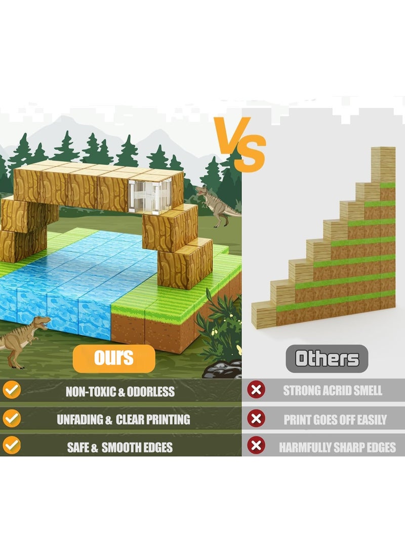 144 PCS Magnetic Blocks – Build Mine Magnet World & Creative Magnet Cubes Construction Set, STEM Sensory Toys for Kids, Boys & Girls Ages 3-10, Classroom & Birthday Gifts - Image 3