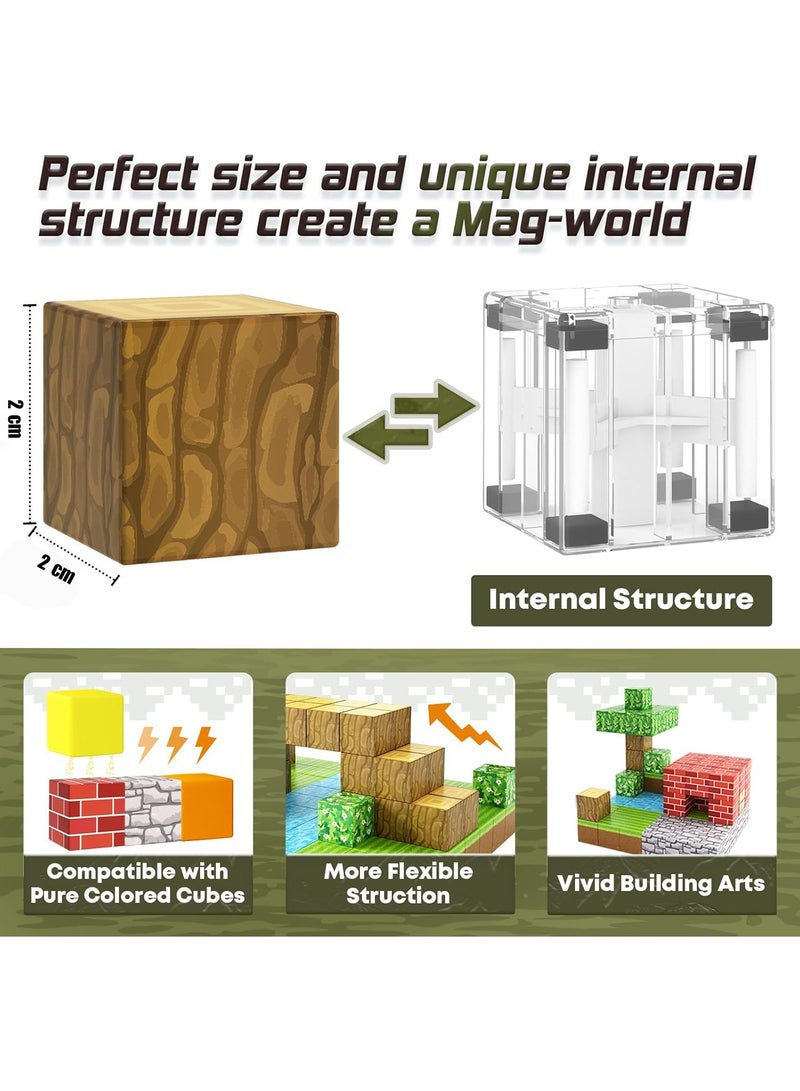 144 PCS Magnetic Blocks – Build Mine Magnet World & Creative Magnet Cubes Construction Set, STEM Sensory Toys for Kids, Boys & Girls Ages 3-10, Classroom & Birthday Gifts - Image 4