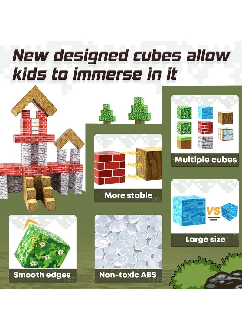 144 PCS Magnetic Blocks – Build Mine Magnet World & Creative Magnet Cubes Construction Set, STEM Sensory Toys for Kids, Boys & Girls Ages 3-10, Classroom & Birthday Gifts - Image 5