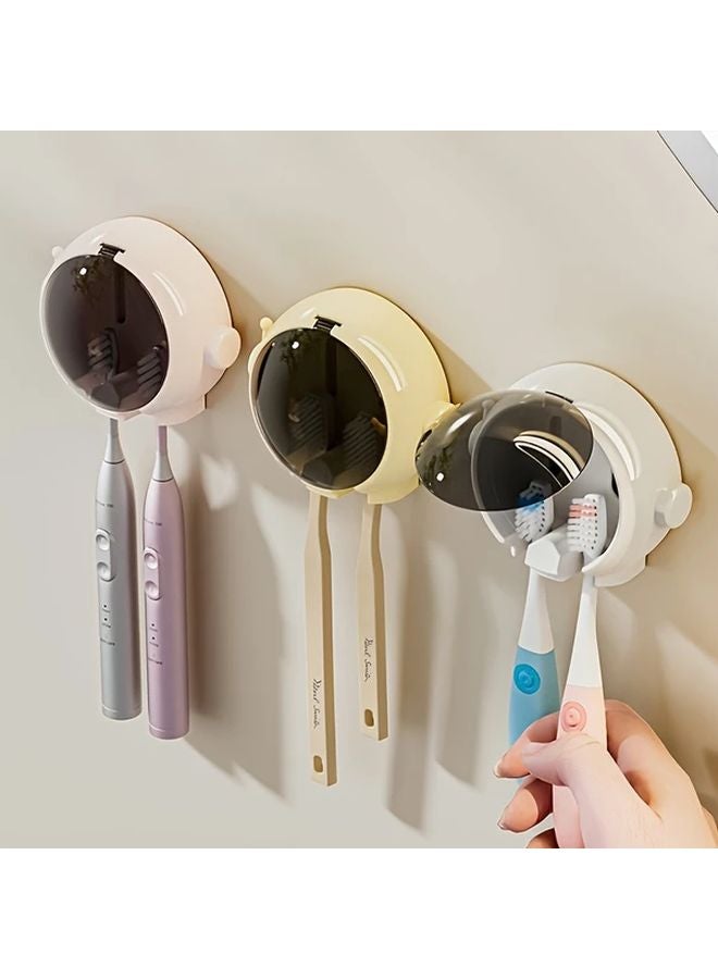 White Astronaut Toothbrush Holder Wall Mounted No Drill Bathroom Organizer - Image 3
