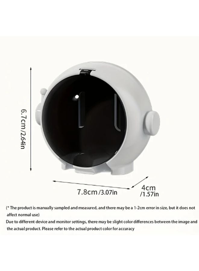 White Astronaut Toothbrush Holder Wall Mounted No Drill Bathroom Organizer - Image 2