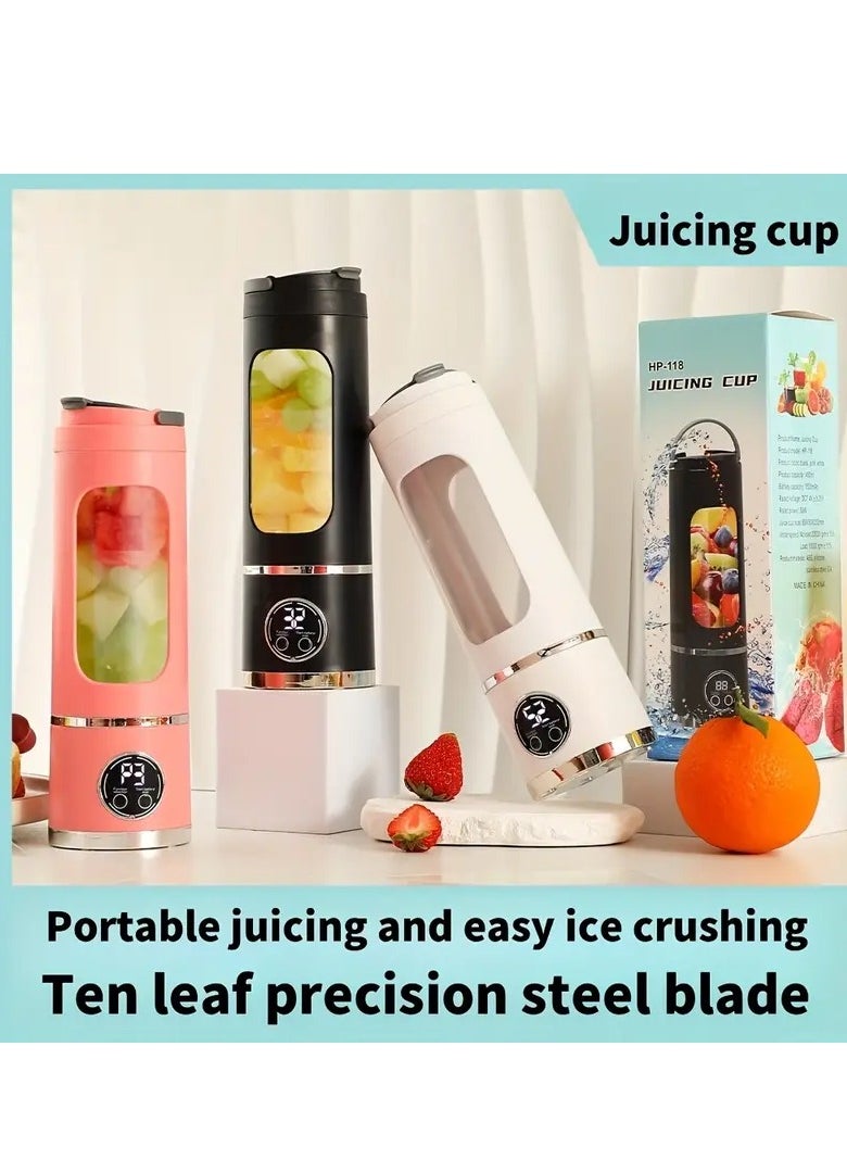 Raxoom USB Electric Safety Juicer Cup, Fruit Juice mixer, Mini Portable Rechargeable/Juicing Mixing Crush Ice Blender Mixer,420-530ml Water Bottle PINK  - Image 4