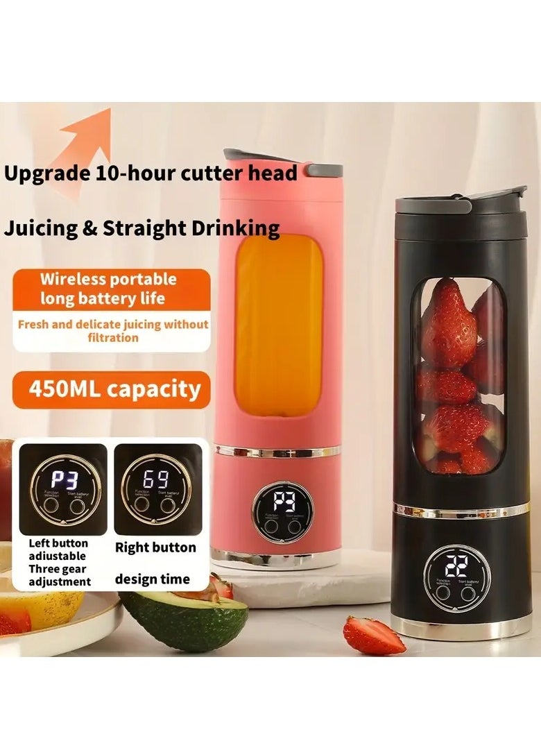 Raxoom USB Electric Safety Juicer Cup, Fruit Juice mixer, Mini Portable Rechargeable/Juicing Mixing Crush Ice Blender Mixer,420-530ml Water Bottle PINK  - Image 5