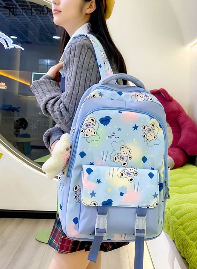 DUNISO 4PCS Kids School Backpack Set Canvas Laptop School Bag Sets for Kids with Tote Bag,Shoulder Bag,Pencil Box,Large-capacity Bookbag for Girls Boys Back to School Supplies - Image 2