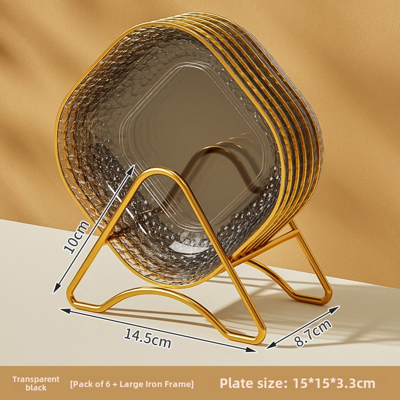 Premium Food-Grade Bone Dish for Dining6 dishes + gold rack [volcanic ash]] 6 dishes + gold rack [volcanic ash]] 