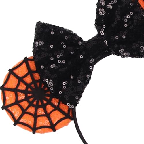 LSHDXD Halloween Christmas Hairband Handmade Headband with Adjustable Mouse Ears Glitter Sequin Spider Web Design Unique Gift for Women Unisex Adults Black 1 Count Pack of 1 - Image 3