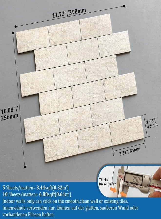 M MOFIT Marble Stick on Subway Tiles for Kitchen,Self Adhesive Tile Stickers Peel and Stick Wall Tiles Waterproof (Beige 10 Sheets) - Image 5