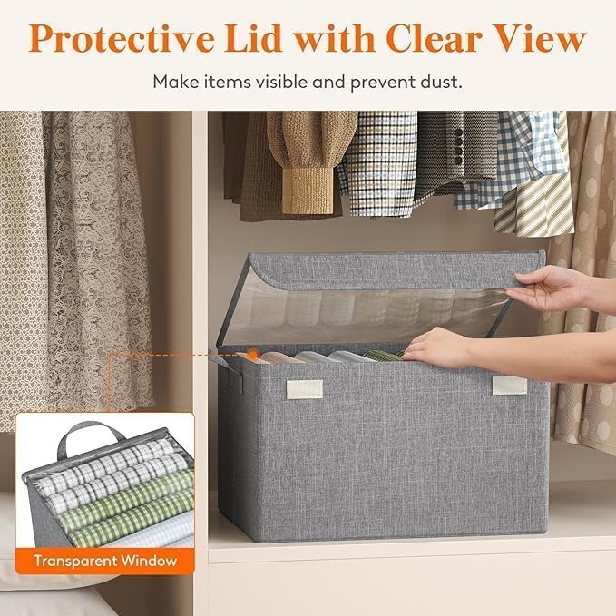 Finalize 26 Litre Storage Box With Lid Clothes Storage Box With Lid Folding Storage Box With Handles Durable Clothes Basket For Blanket Spacesaving Storage Organizer Storage Box With Handles3 - Image 5
