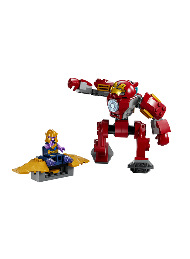 LEGO Marvel Iron Man Hulkbuster Vs. Thanos Building Toy Set; Super Hero Battle Action; Character Sits Inside The Large Suit; Posable Mech, Flying Ship And 2 Minifigures; Gift For Kids Aged 4+ (66 Pieces) 76263