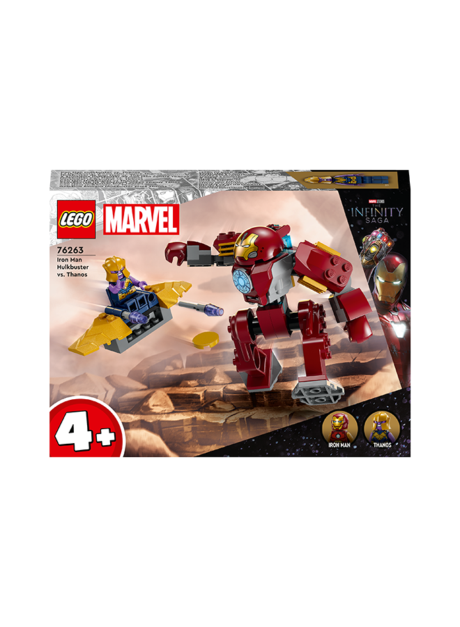 LEGO Marvel Iron Man Hulkbuster Vs. Thanos Building Toy Set; Super Hero Battle Action; Character Sits Inside The Large Suit; Posable Mech, Flying Ship And 2 Minifigures; Gift For Kids Aged 4+ (66 Pieces) 76263  - Image 2