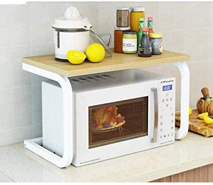 INDIDECOR INDIDECOR 71600 Shelves Wood Microwave Shelf StandSingle Layer Microwave Oven RackKitchen Storage Organiser Cabinet52x38cm  - Image 1