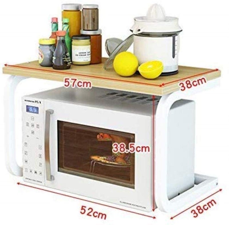 INDIDECOR INDIDECOR 71600 Shelves Wood Microwave Shelf StandSingle Layer Microwave Oven RackKitchen Storage Organiser Cabinet52x38cm  - Image 2