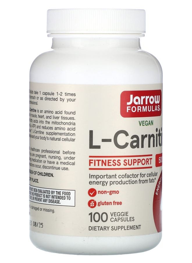 jarrow formulas L-Carnitine 500 mg 100 Veggie Capsules  - Image 2