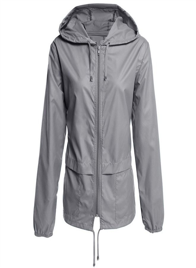 Loquat Hooded Zippered Cardigan Hiking Raincoat Jacket 