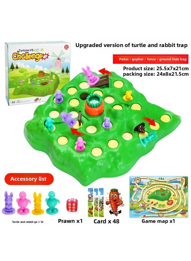 لعبة سطح المكتب المُحسّنة "سباق السلحفاة والأرنب" (اثنين في واحد) للأطفال، سباق عبر البلاد، مصيدة الأرانب، شطرنج الفجل والبطاقات