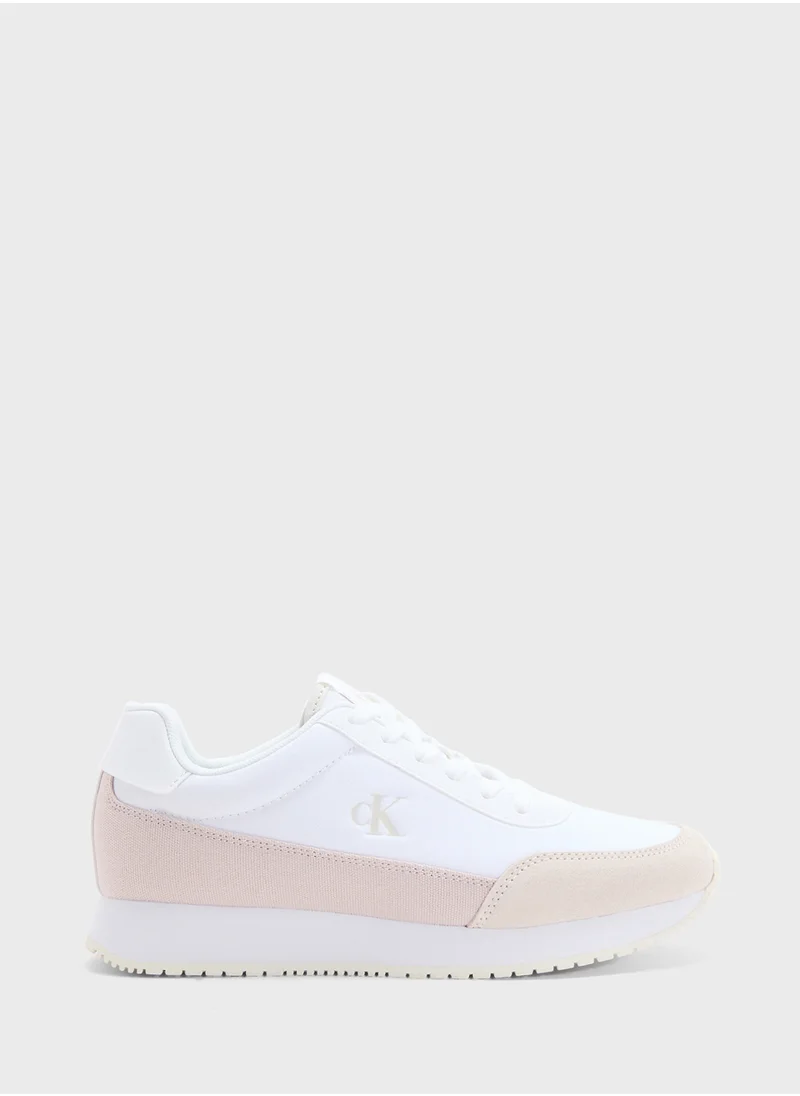 Calvin Klein Jeans RETRO LOW LACE UP CANVAS RUNNER TRAINERS