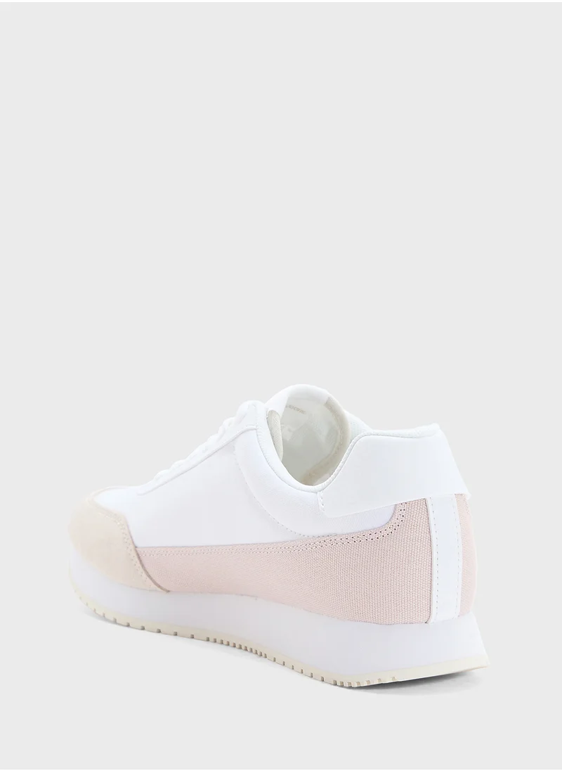 Calvin Klein Jeans RETRO LOW LACE UP CANVAS RUNNER TRAINERS