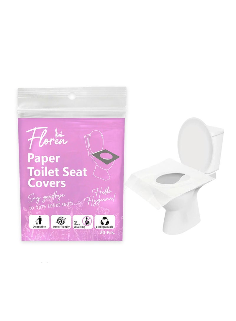 Floren Disposable Toilet Seat Covers | Pee Essential | 20 Sheets | Leak Free | Waterproof | Disposable I Travel Friendly | Biodegradable| Clean Sanitary Experience