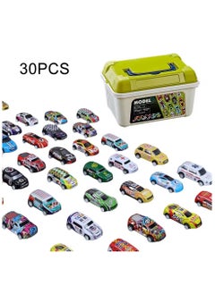 General Pull Back Cars with Storage Box, 30pcs Racing Cars, Colorful Toy Car with Different Patterns, Made of Aluminum Alloy, Suitable for Boys and Girls of All Ages  - Image 1