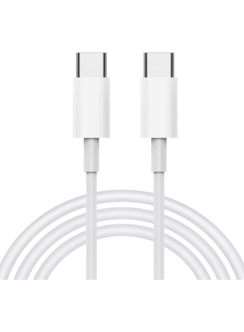 1m USB-C to Type-C Super Fast Charging Cable - White, Supports PD Fast Charging