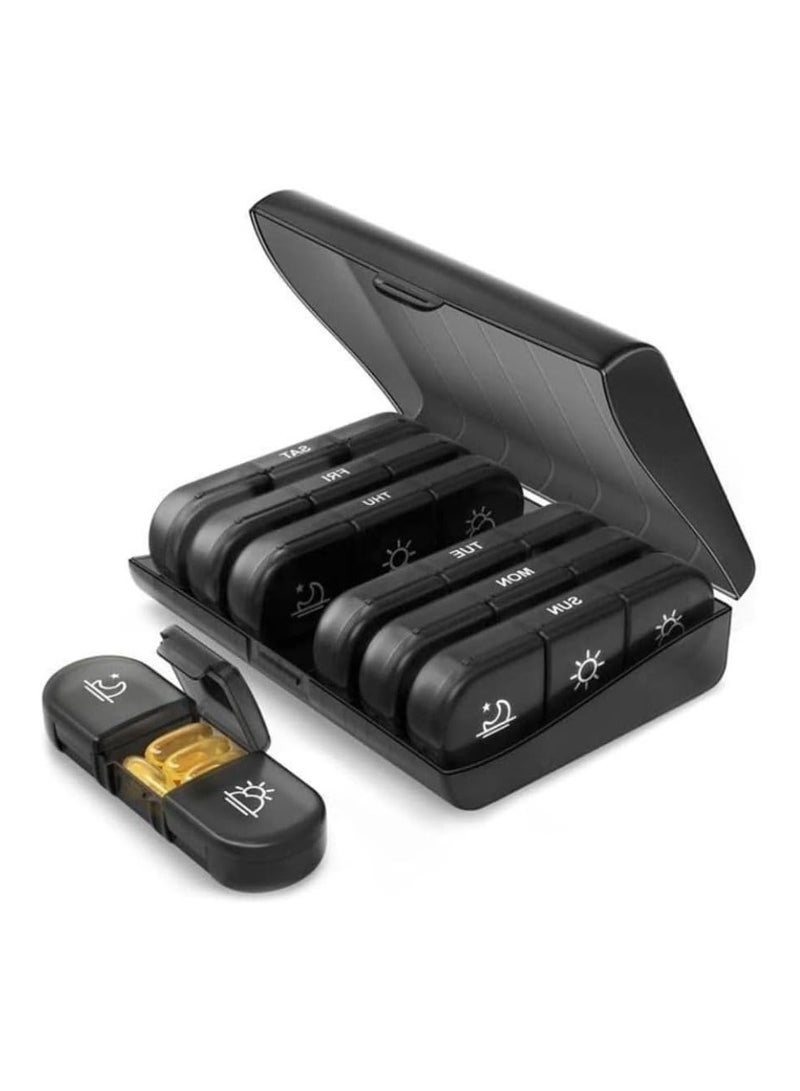 TEGRILO Weekly Pill Organizer 3 Times a Day Portable Travel Pill Box with Large Pill Containers Light-Proof Pill Case for Medication, Vitamins, Fish Oil and Supplements (Pill Box) - Image 1