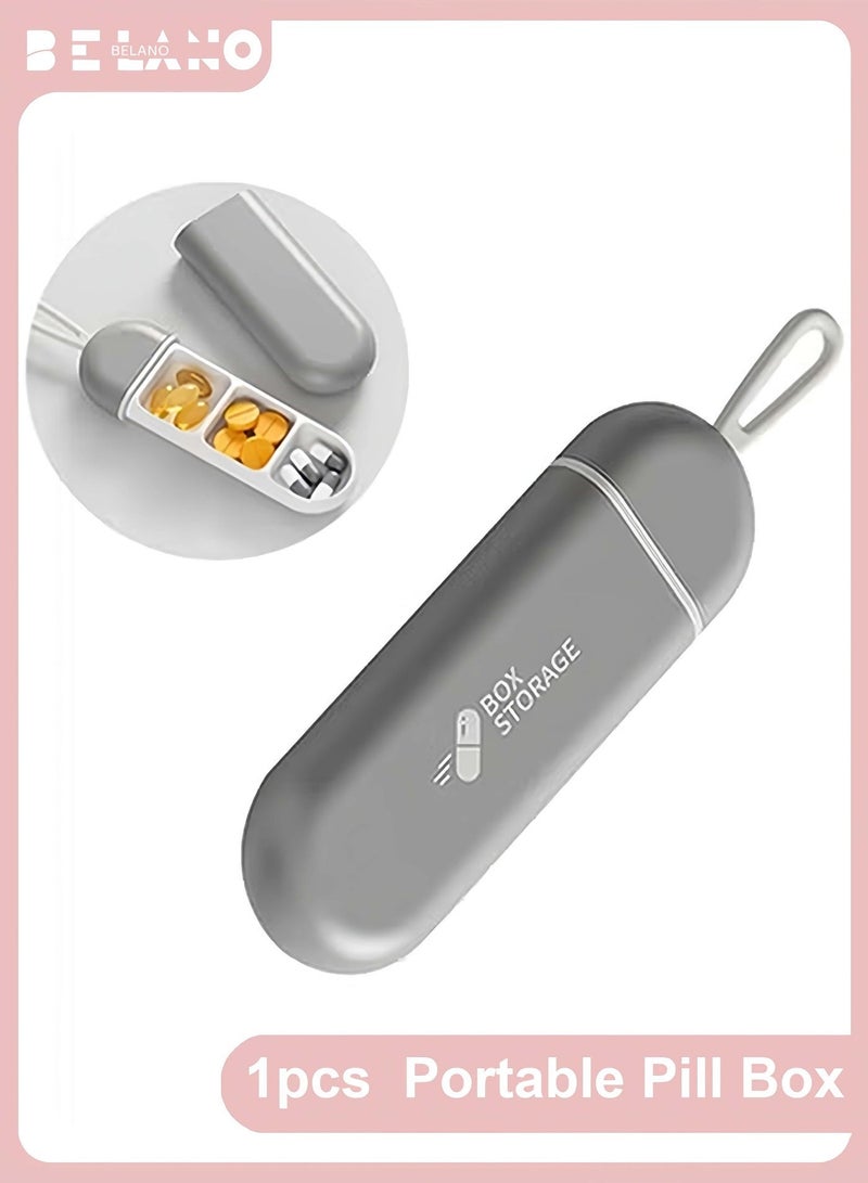 BELANO Travel Pill Organizer Box with 3 Compartments, Waterproof and BPA-Free Mini Pill Case for Daily Use and Travel –GREY - Image 1