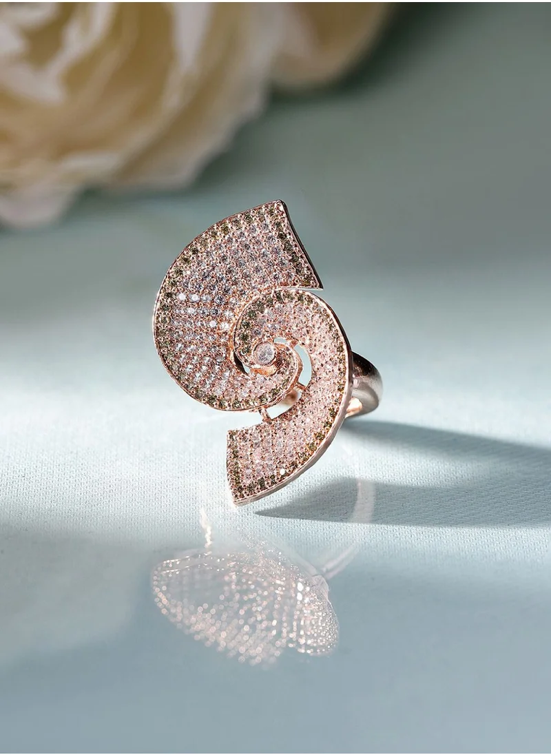 برياسي Rose Geometric Shaped American Diamond Stone-Studded Finger Ring