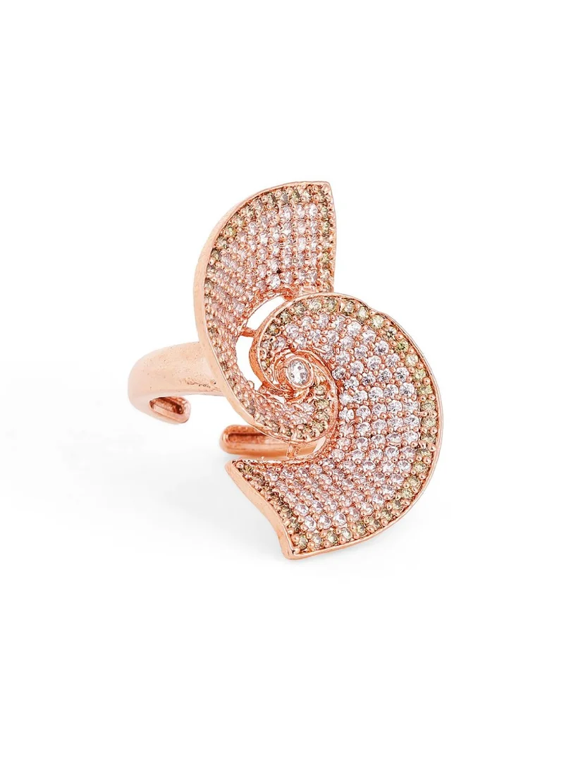 برياسي Rose Geometric Shaped American Diamond Stone-Studded Finger Ring