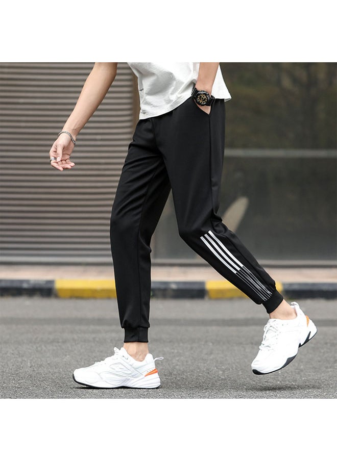 roaiss - Men's Fashion Sports Casual Pants Drawstring Elastic Waist Harun Pants High Elastic Ankle Tight Sweatpants Calf Print Decorative Pants - Image 1