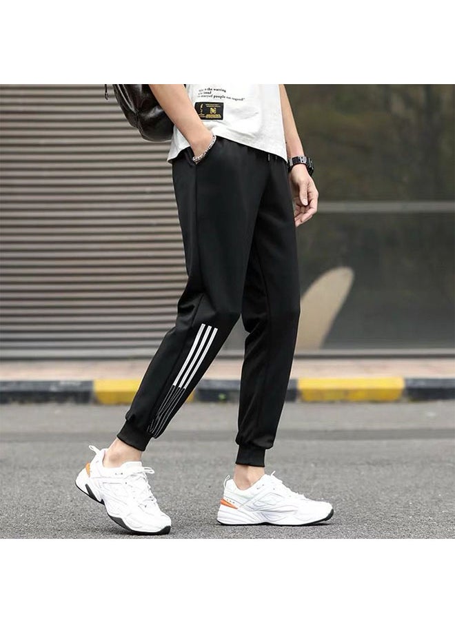 roaiss - Men's Fashion Sports Casual Pants Drawstring Elastic Waist Harun Pants High Elastic Ankle Tight Sweatpants Calf Print Decorative Pants - Image 1