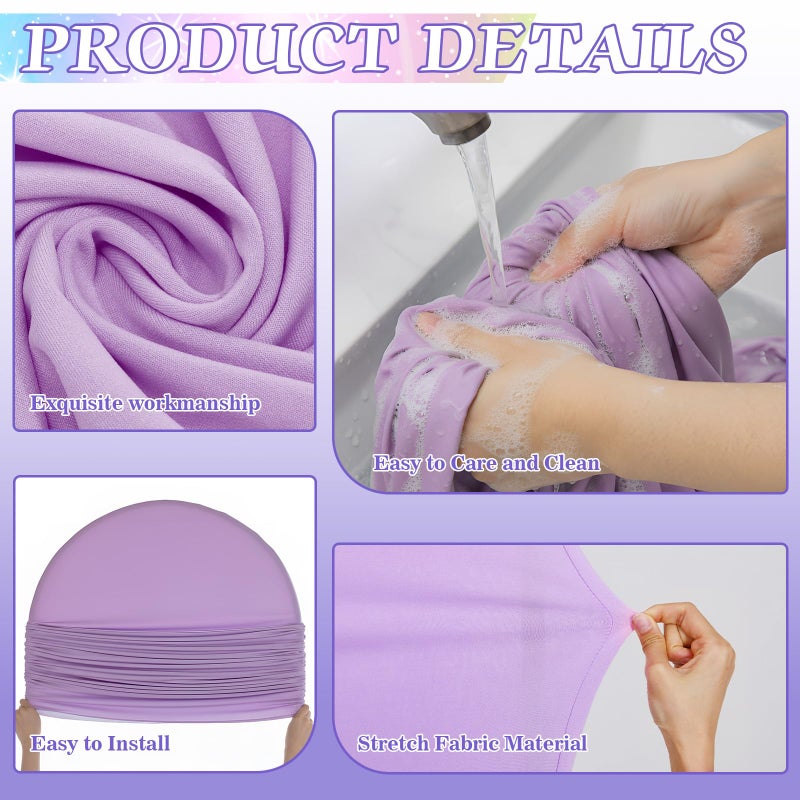 Mindsoft 7.2 ft + 6 ft Rainbow Arch Backdrop Stand Covers Pastel Background Arched Stretchy Fabric Backdrop Cover for Boho Dasiy Birthday Party Wedding Baby Shower Decoration(Purple Rainbow) - Image 3